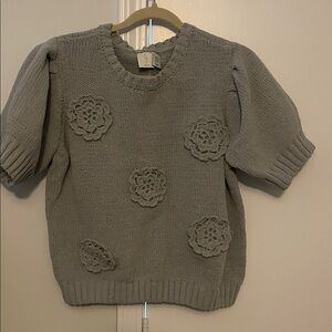 Joie Gray Sweater with Floral Accents